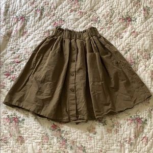 Olive Elastic Waist Skirt